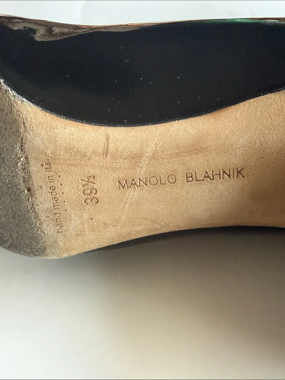 Manolo Blahnik Black Leather Pumps Heel size 39.5 US 9.5
